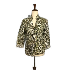 Chico's XS Animal Print Open Jacket, Zip Pockets